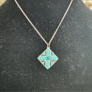 Turkish blue eye necklace with blue seed beads